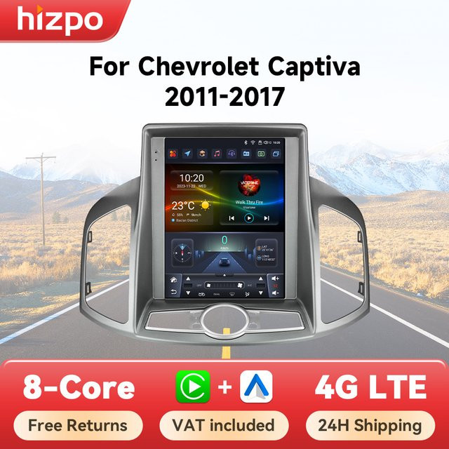 Hizpo Autoradio für Chevrolet Captiva 2011 - 2017 mit 9,7 Zoll Bildschirm, kabellosem Carplay, Android Auto, GPS und 360-Grad-Kamera Unterstützung in Schwarz - Bild 1