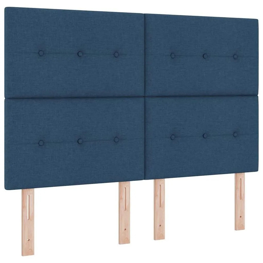 vidaXL Boxspringbett mit Matratze und LED-Unterbettbeleuchtung in Blau, Stoff, B/T/H: 140 x 200 cm - Bild 1