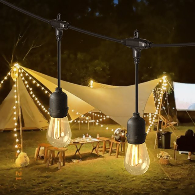 Wasserdichte LED E27 Lichterkette in Warmweiß mit transparenten Glühbirnen für Garten und Party, Länge: 10 m - Bild 1