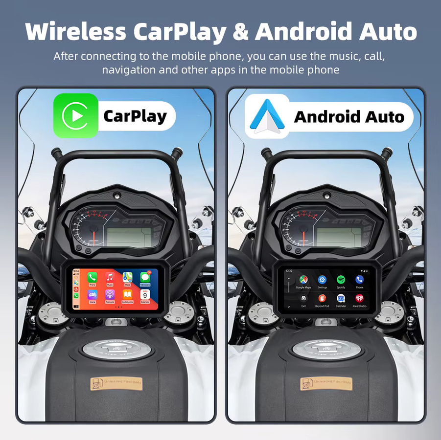 EKIY 6-Zoll WiFi Motorrad-Navigationsgerät mit Apple CarPlay und Android Auto, wasserdichter GPS-Bildschirm in Schwarz - Bild 2