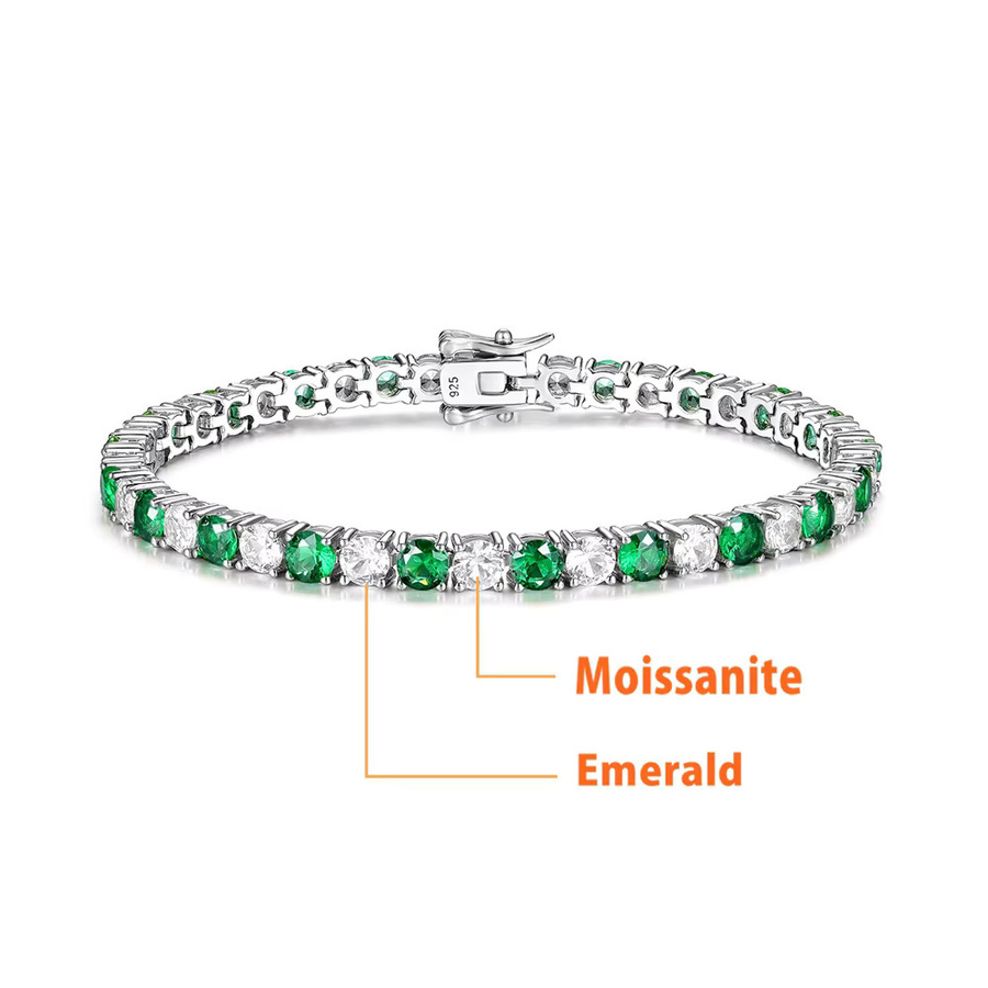 SEMNI Tennis Armband, 925 Silber, Diamant, Smaragd, Rubin, Unisex - Bild 2