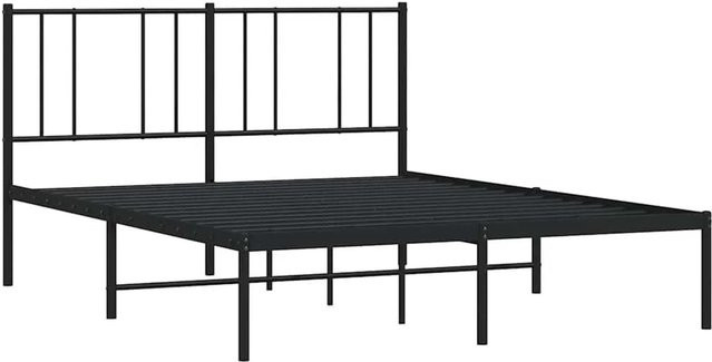 vidaXL Bettgestell aus Stahl mit Kopfteil in Schwarz, B/T/H: 150 x 200 x 90 cm - Bild 1