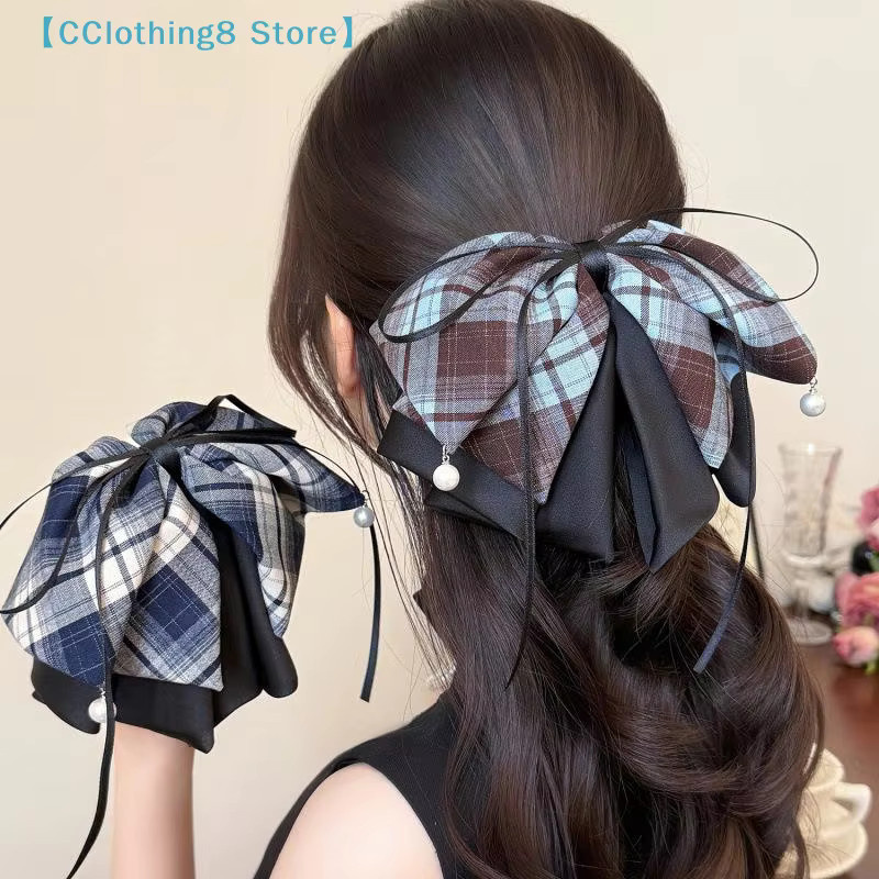 AliS8 Haarspange mit Schmetterlingsknoten und Karomuster, Damen - Bild 2