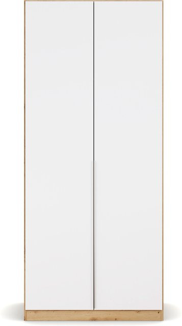 RAUCH Drehtürenschrank Alabama in Weiß und Eiche mit Schubkasteneinsatz und Kleiderstangen, B/H: 91 x 210 cm - Bild 1