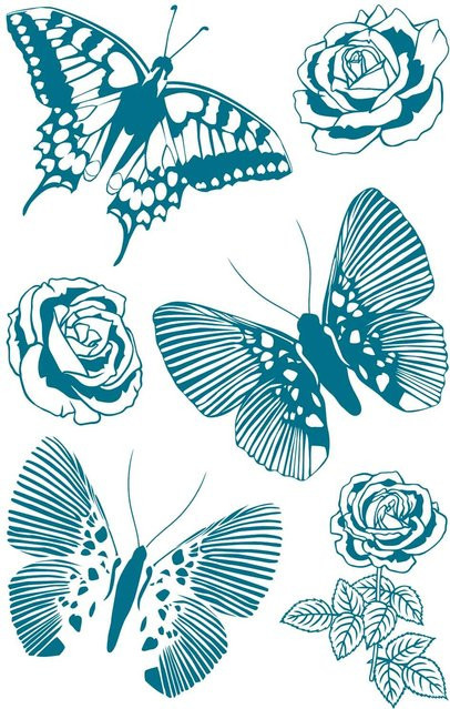 Rico Design Paper Poetry Silikonstempel Schmetterlinge mit 8 Motiven - Bild 1