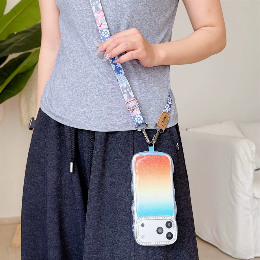Personalisierter verstellbarer Handyhalter als breites Umhängeband und Crossbody-Schulterriemen in Multicolor - Bild 4