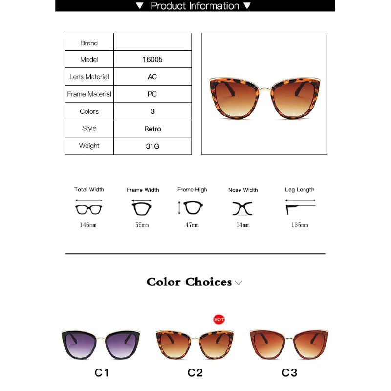 Samjune Cat Eye Sonnenbrille Damen, Vollrand, braun - Bild 2