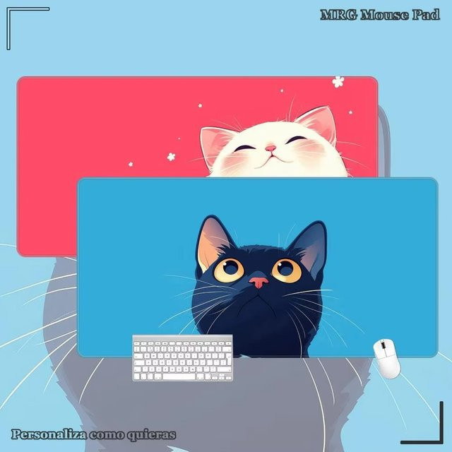 Mairuige Tastaturmatte mit niedlichem Katzenmotiv als ästhetische Schreibtischunterlage und Gaming-Mauspad - Bild 1