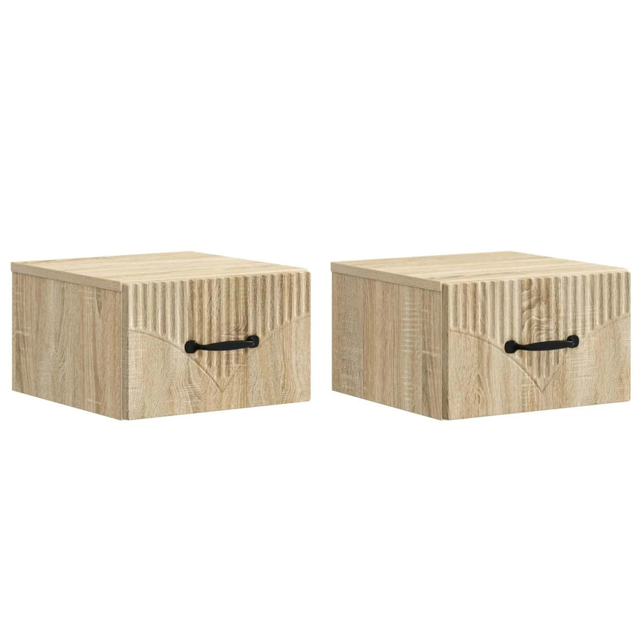 vidaXL Wandmontierter Nachttisch Set aus 2 Stück in Sonoma-Eiche, B/T/H: 34,5 x 33 x 20 cm - Bild 2