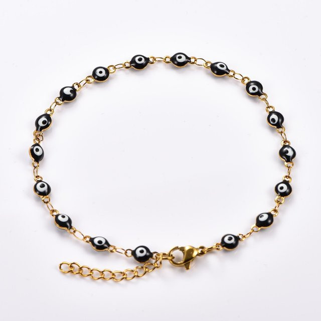 YULIN Armband Edelstahl, Gold, Türkisches Böses Auge, Damen, 22cm - Bild 1