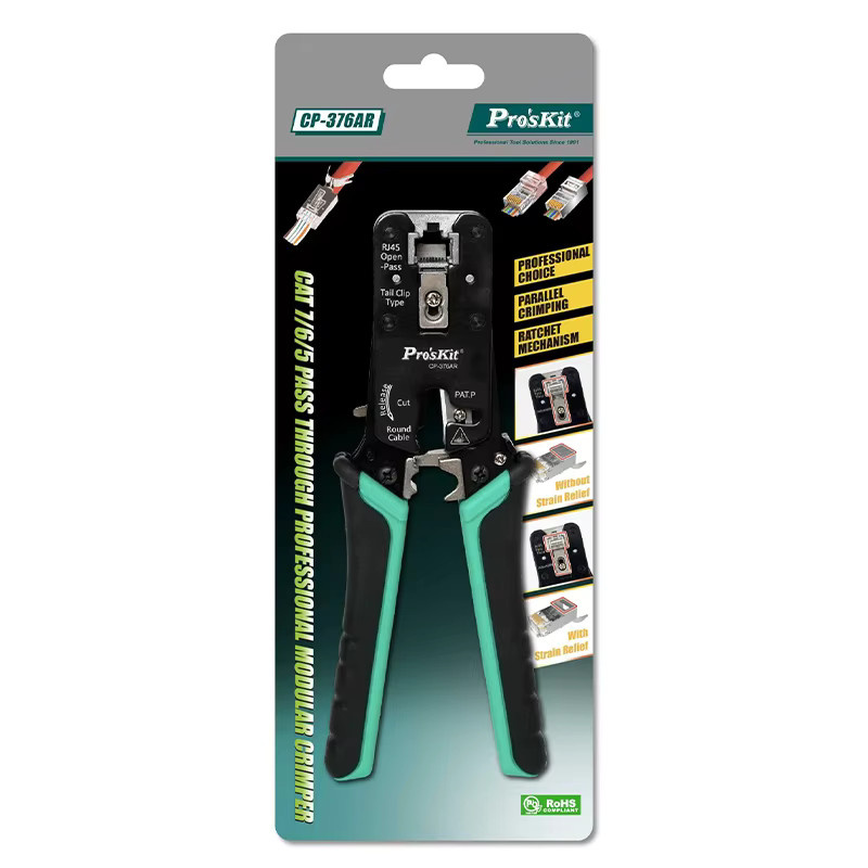 Pro'skit CP-376AR 3-in-1 Netzwerk-Crimpzange für CAT.7/6/5 Ethernet/LAN Kabel: Schneiden, Abisolieren und Crimpen - Bild 6