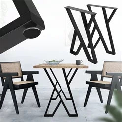 ML-Design Tischbeine X-Form aus Stahl, 2 Stück, Schwarz matt, B/H: 50 x 71 cm - Bild 1
