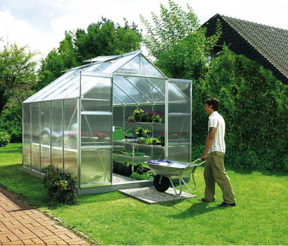 Vitavia Gewächshaus Uranus mit 8,3 m² Fläche, silberfarbenes eloxiertes Aluminium und Polycarbonat-Verglasung - Bild 3