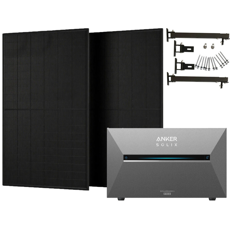 Anker Solix Balkonkraftwerk mit Solarbank 3 Pro und Halterung für Flachdach, Schwarz - Bild 2