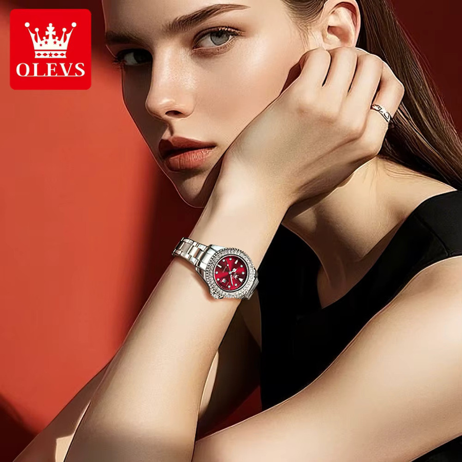 OLEVS Armbanduhr, Diamant, Quarz, Edelstahl, Silber, Damen - Bild 4