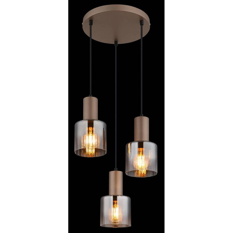 Globo Lighting Pendelleuchte Walton in Braun mit transparentem Glas, H: 150 cm, B: 28 cm - Bild 3