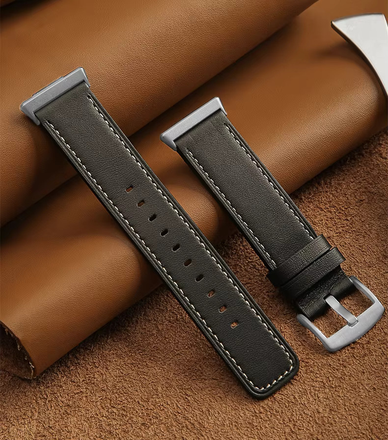 Uhrenarmband Leder, Schwarz, Vintage, Herren, Huawei Fit 3 Smartwatch - Bild 2