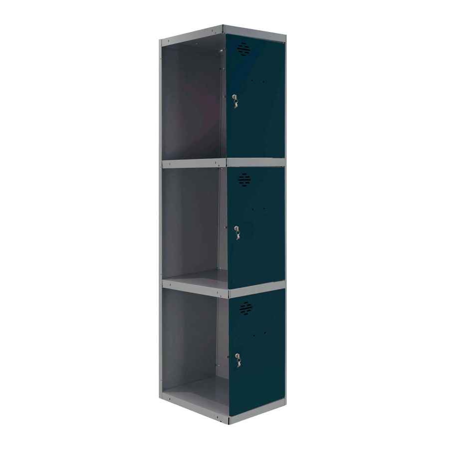 PROREGAL Spind AMEGO Anbaumodul mit 3 Abteilen, Schließfach Garderobe aus Metall, Anthrazit, H x B x T: 180 x 30 x 50 cm - Bild 2