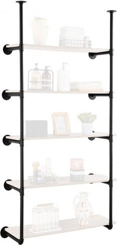 VEVOR Industrial Pipe Wandregal Set aus schwarzem Q235A Stahl, 2er Pack Wandmontage für Küche, Schlafzimmer und Badezimmer - Bild 1