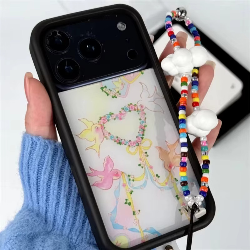 Wildflower Dove Diaries Handyhülle für iPhone 17 16 15 14 13 12 Pro Max mit farbigem Band und Herz-Tauben-Motiv in Multicolour, stoßfeste Abdeckung - Bild 3