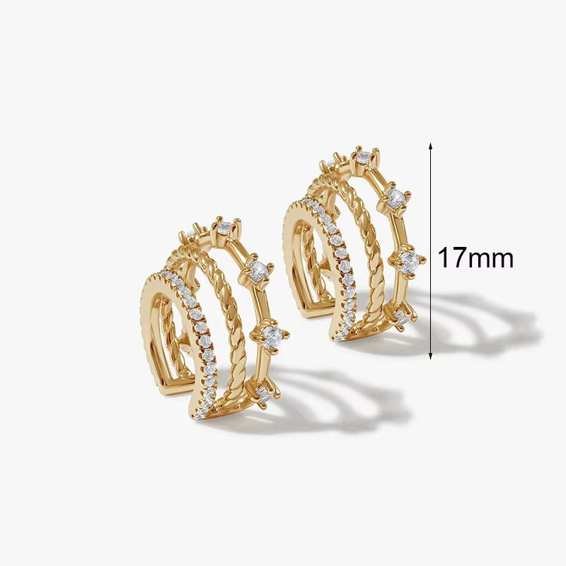 Crmya Ohrringe, Zirkonia, Messing, Gold, Damen - Bild 2