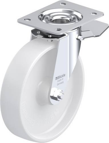 Blickle LE-PO 200R-ST Lenkrolle mit Feststeller, Rad-Durchmesser: 20 cm, Tragfähigkeit: 300 kg, verzinkt und weiß - Bild 1