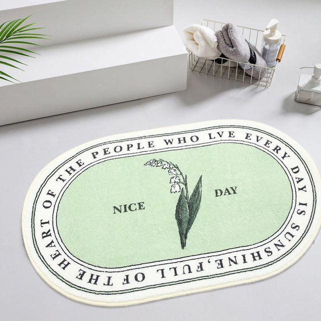 Ovaler Badteppich CosyHome in Grau, rutschfest und wasserabsorbierend, B/T: 60 x 40 cm - Bild 1
