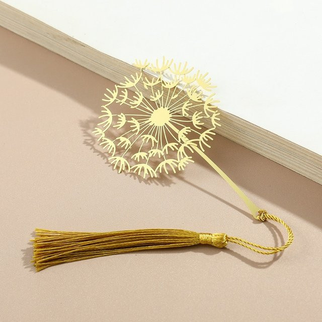 Handgemachtes chinesisches Blumen-Lesezeichen aus Metall in Gold für Buchliebhaber - Bild 1
