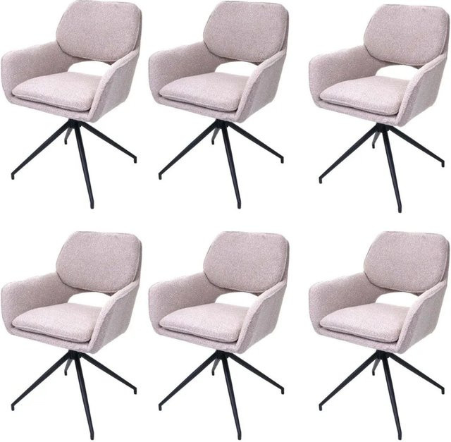 6er-Set MCW Esszimmerstühle N74 mit Auto-Return Funktion aus beige Stoff Bouclé - Bild 2