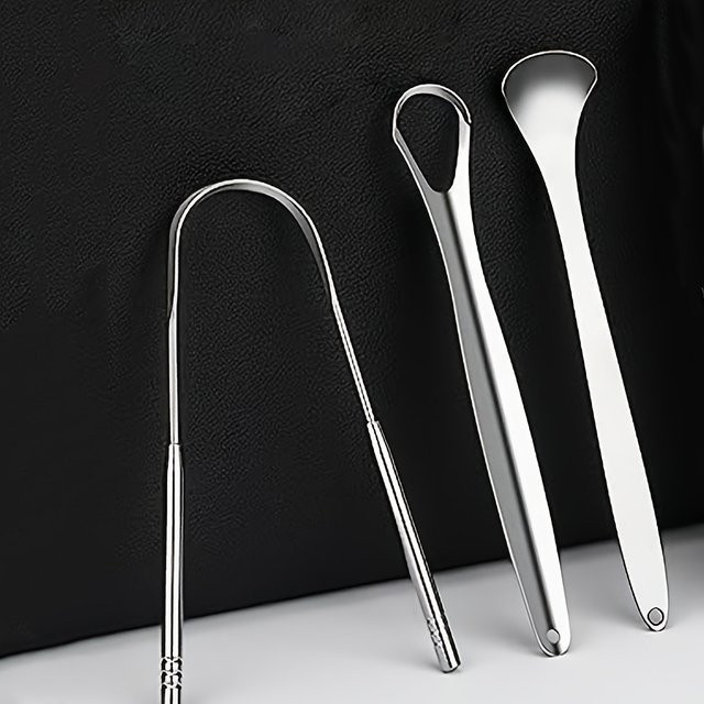 YJYIBEI Zungenschaber Edelstahl, 3-teiliges Set, Unisex - Bild 1