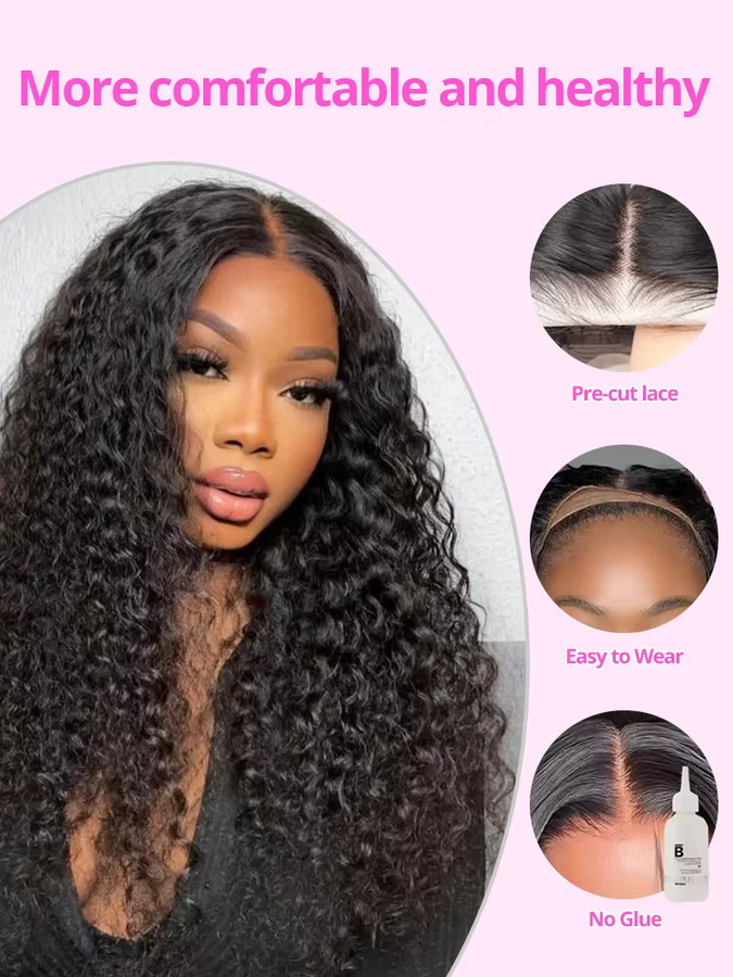 AMYTUD Echthaarperücke Deep Wave, 30-40 Zoll, Damen, Lockiges Haar - Bild 2