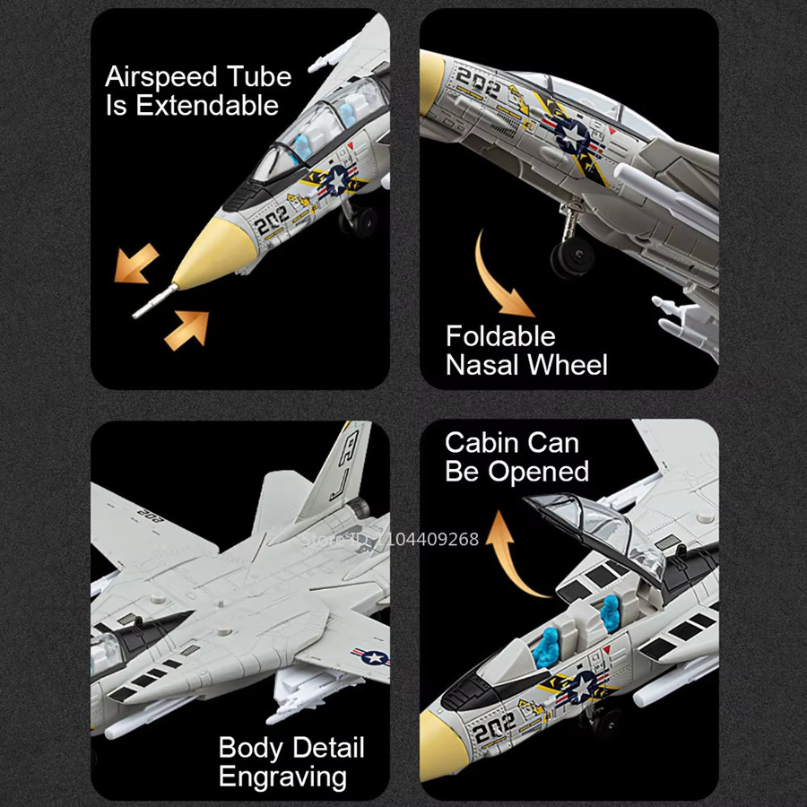 MAKEDA F-14 Tomcat A-10 Thunderbolt II Kampfflugzeug Modell, 1:32, mit Sound und Licht - Bild 3