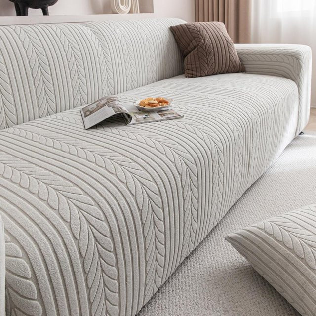 Kratzfester Premium Sofabezug von YiLi-Studio, dehnbarer und staubdichter Couch-Überwurf in Grau, Breite: 305-360 cm - Bild 1