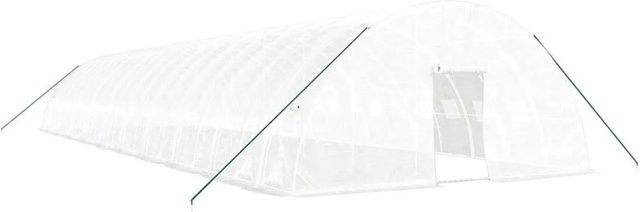 vidaXL Gewächshaus mit Stahlrahmen in Weiß mit aufrollbarer Tür und Netzfenstern, B: 20 m, T: 6 m, H: 2,85 m - Bild 1