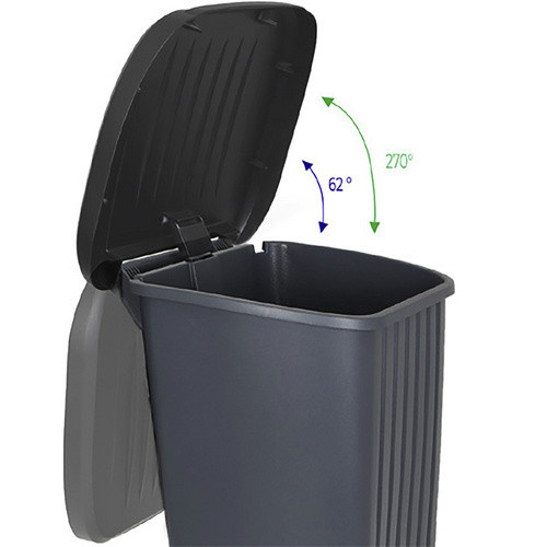 EDA Abfalleimer mit Pedal und Soft-Close Funktion aus Kunststoff, 90 l, schwarz - Bild 3