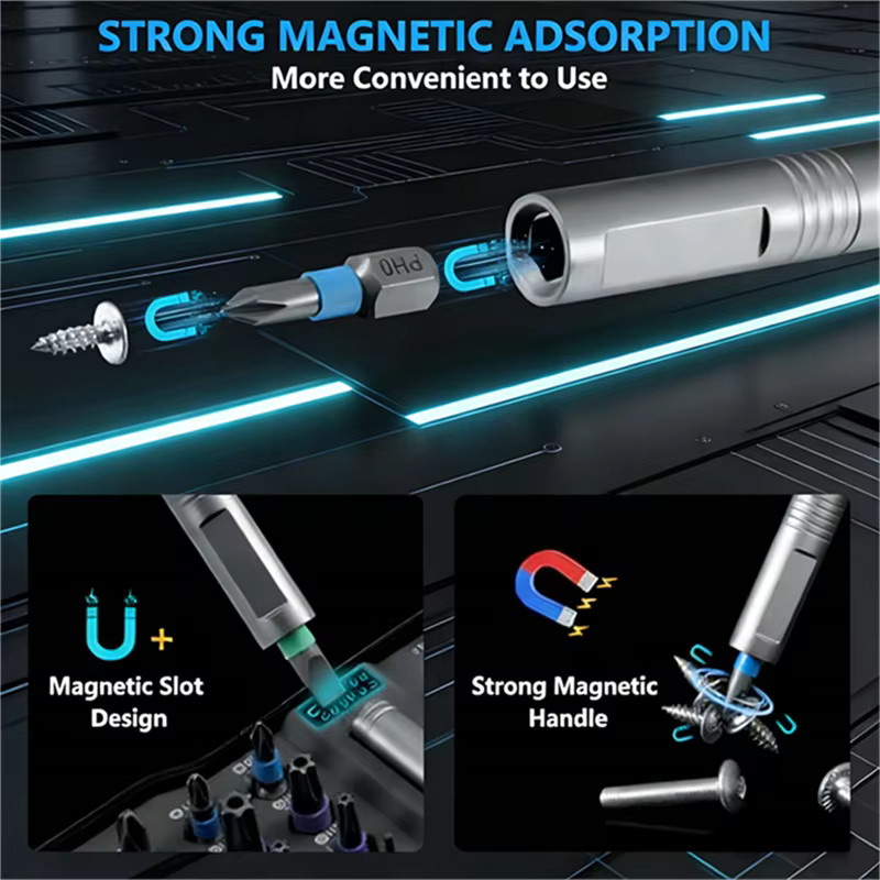 Galacok Präzisions-Magnet-Ratschenschraubendreher-Set mit abnehmbarem T-Griff-Magnetisierer für Möbel, Elektronik und Fahrräder - Bild 3