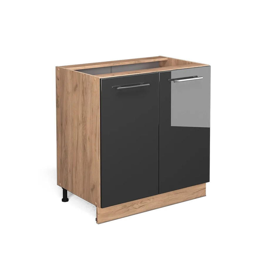 Vicco Spülenunterschrank Fame-Line Küchenschrank in Anthrazit und Eiche Hochglanz mit Softclose-Scharnieren und Einlegeboden Breite: 80 cm, Höhe: 82 cm, Tiefe: 51,6 cm - Bild 2