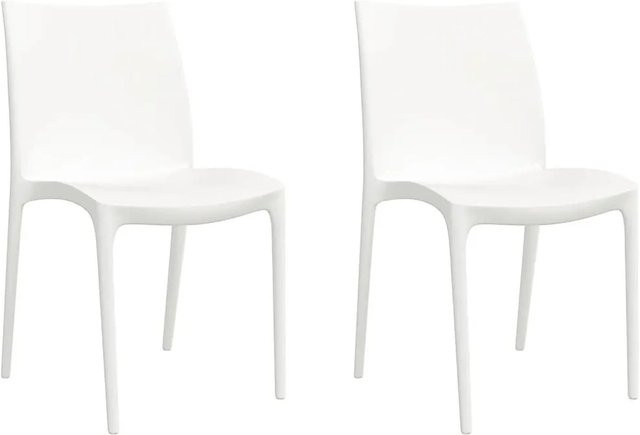 Furnicato Gartenstühle aus Polypropylen 2er Set Weiß B/T/H: 50 x 46 x 80 cm - Bild 1