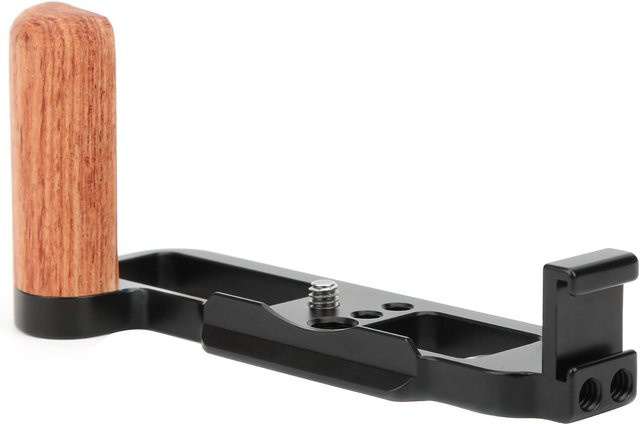 KONNWEI LShape Schnellwechselplatte mit Holzgriff und Kaltschuhanschluss für Fuji X100V in Schwarz und Braun - Bild 1