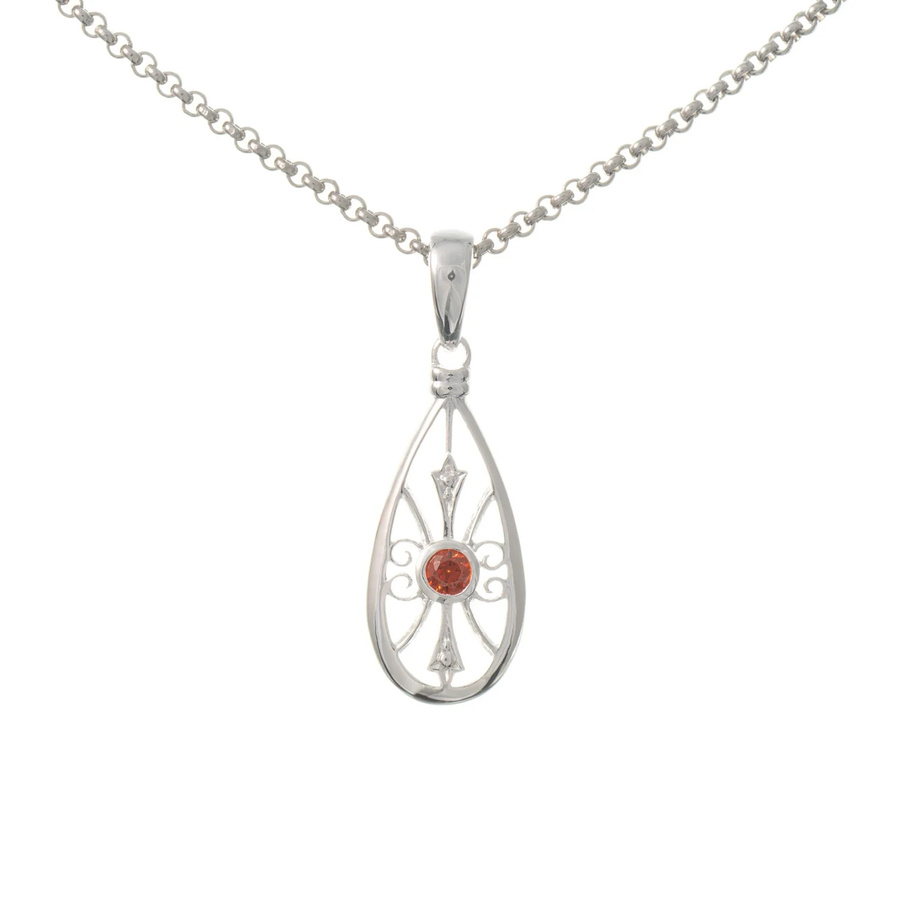 Anhänger mit Kette, 925 Silber, Zirkonia, rot, Unisex - Bild 1