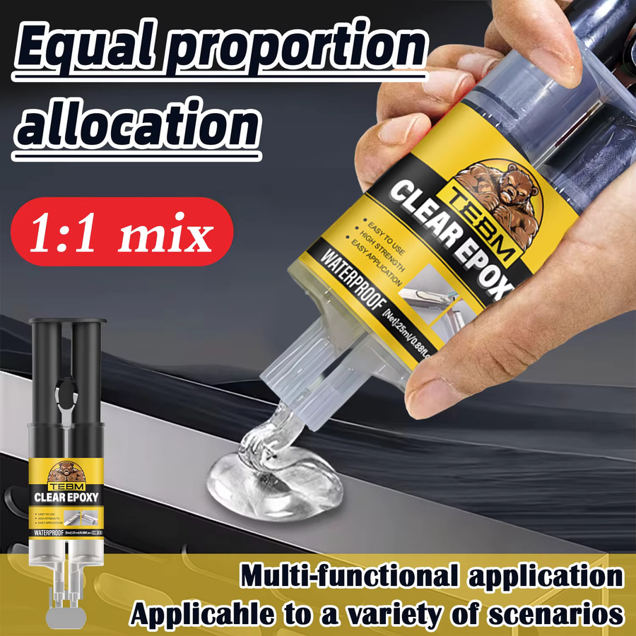 TEBM Epoxidharz-AB-Kleber transparent, 25 ml schnell trocknender Sofortkleber für Leder, Gummi, Holz und Metall - Bild 5