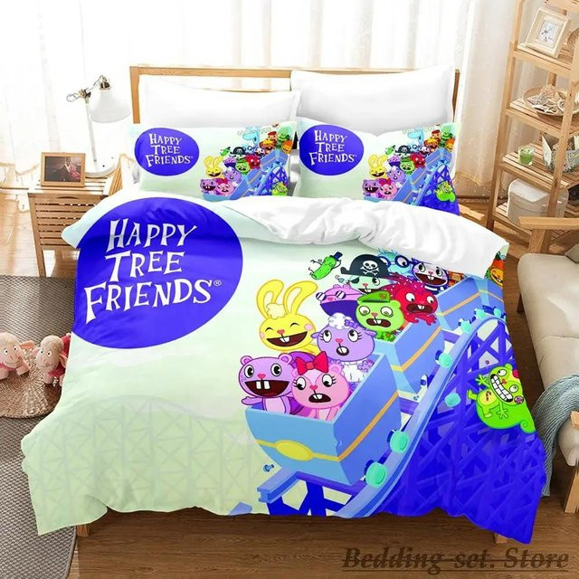 Happy Tree Friends Bettwäscheset Multicolor, 3-teiliges Bettbezugset für Erwachsene und Kinder, B/H: 228 x 228 cm - Bild 1