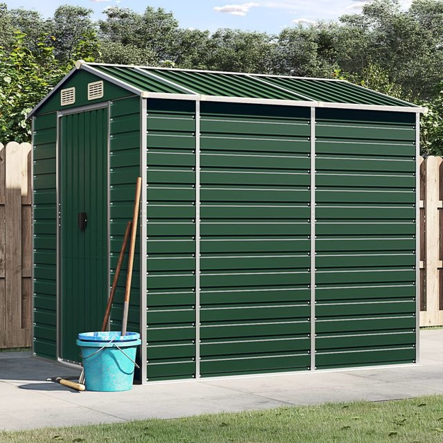 vidaXL Gartenhaus aus verzinktem Stahl in Grün mit Schrägdach, B: 191 cm, H: 215 cm, T: 191 cm - Bild 3