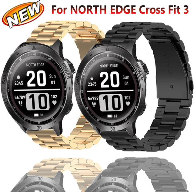 NORTH EDGE Uhrenarmband Edelstahl, 22 mm, silver, Smartwatch Cross Fit 3 - Bild 1