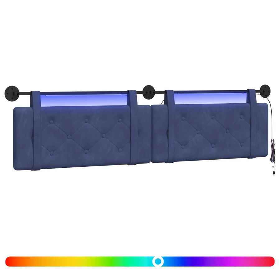 vidaXL Hängendes Kopfteil aus Samt mit integrierter LED-Beleuchtung in Blau, B/H: 210 x 55 cm - Bild 2