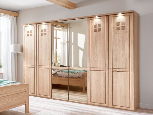Kleiderschrank Wanzleben von Rolf Weber in Braun mit Schiebetüren und teilmassiver Ausführung, B/T/H: 300 x 58 x 216 cm - Bild 1