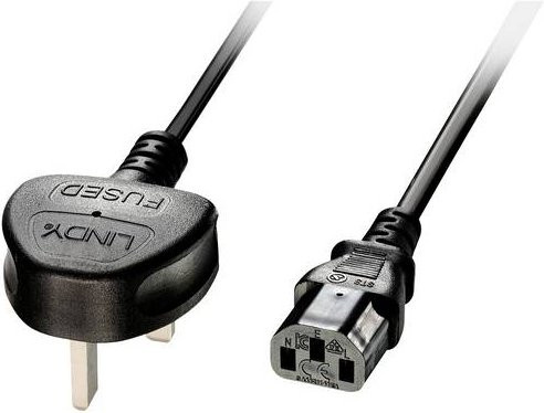 Lindy Strom Anschlusskabel mit UK-Stecker und IEC-Buchse, 5m, Schwarz - Bild 1