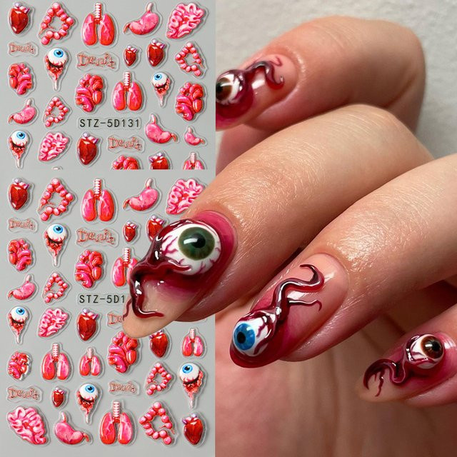Halloween-Nagelaufkleber, 5D-geprägt, glänzend, Unisex - Bild 1