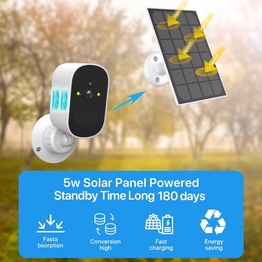 Vstarcam Solar Outdoor Sicherheitskamera mit 1080P HD, WLAN, integriertem Akku und PIR-Personenerkennung in Weiß - Bild 4
