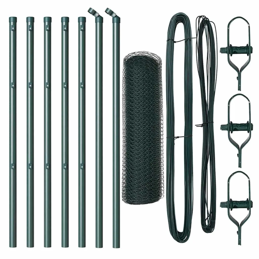 vidaXL Zaunpfosten Grün aus Stahl und PVC, 10 Stück, Höhe: 0,5 m, Durchmesser: 13 mm - Bild 2